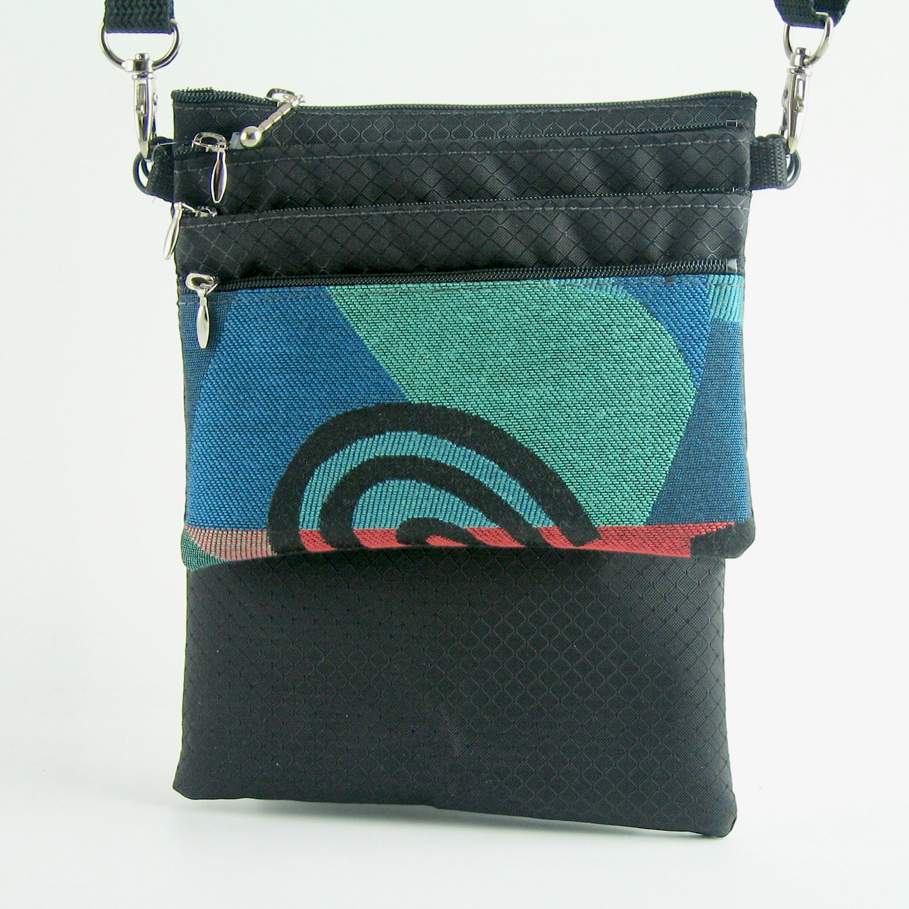 Stadium Purse 39RSC- Three zipper purse set with crossbody strap, wristlet, Bonus pouch, and carabiner clip
