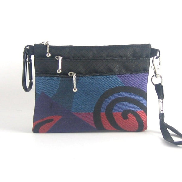 39R Three zipper organizer with wristlet and carabiner clip