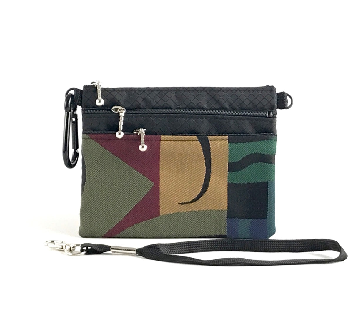 Stadium Purse 39RSC- Three zipper purse set with crossbody strap, wristlet, Bonus pouch, and carabiner clip