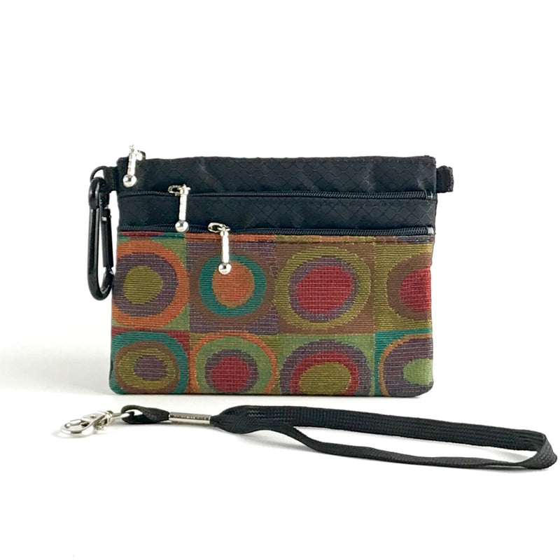 39R Three zipper organizer with wristlet and carabiner clip
