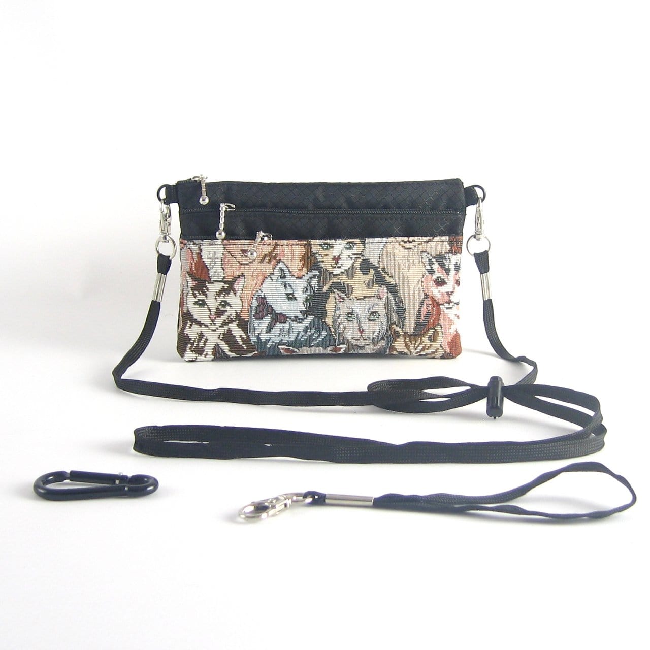 Three zipper Minibag with wristlet and long strap 49RS