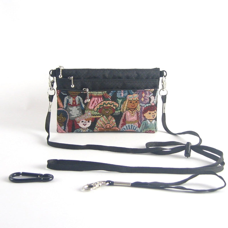 Three zipper Minibag with shoulder strap and wristlet 49RS