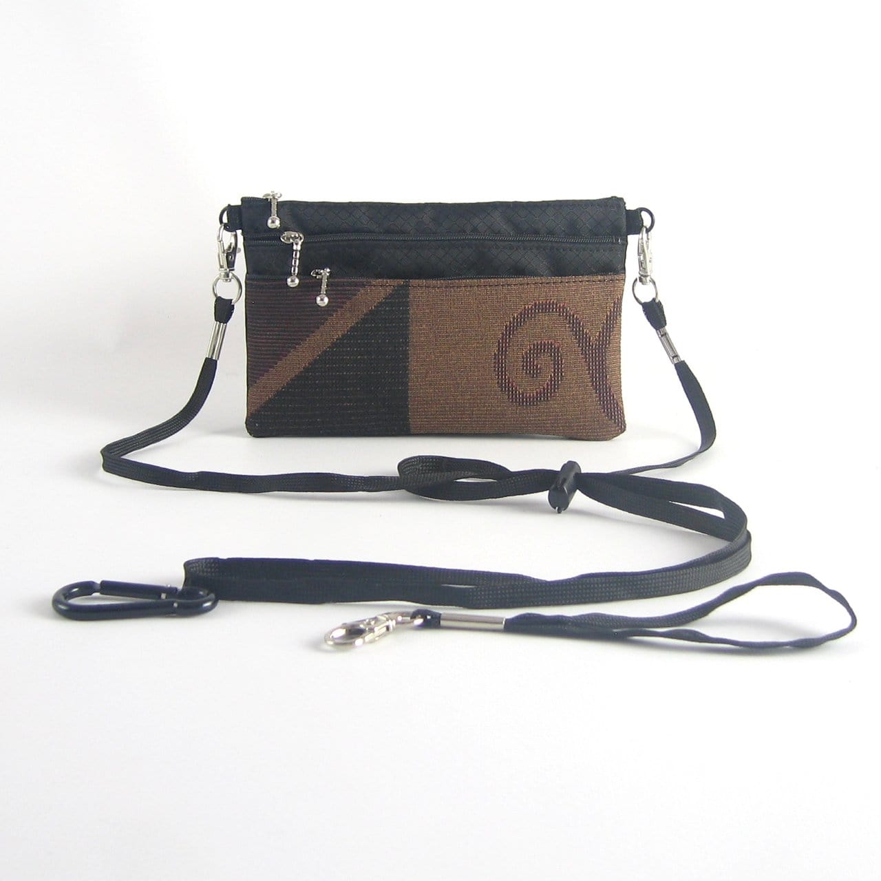 Three zipper Minibag with wristlet and long strap 49RS