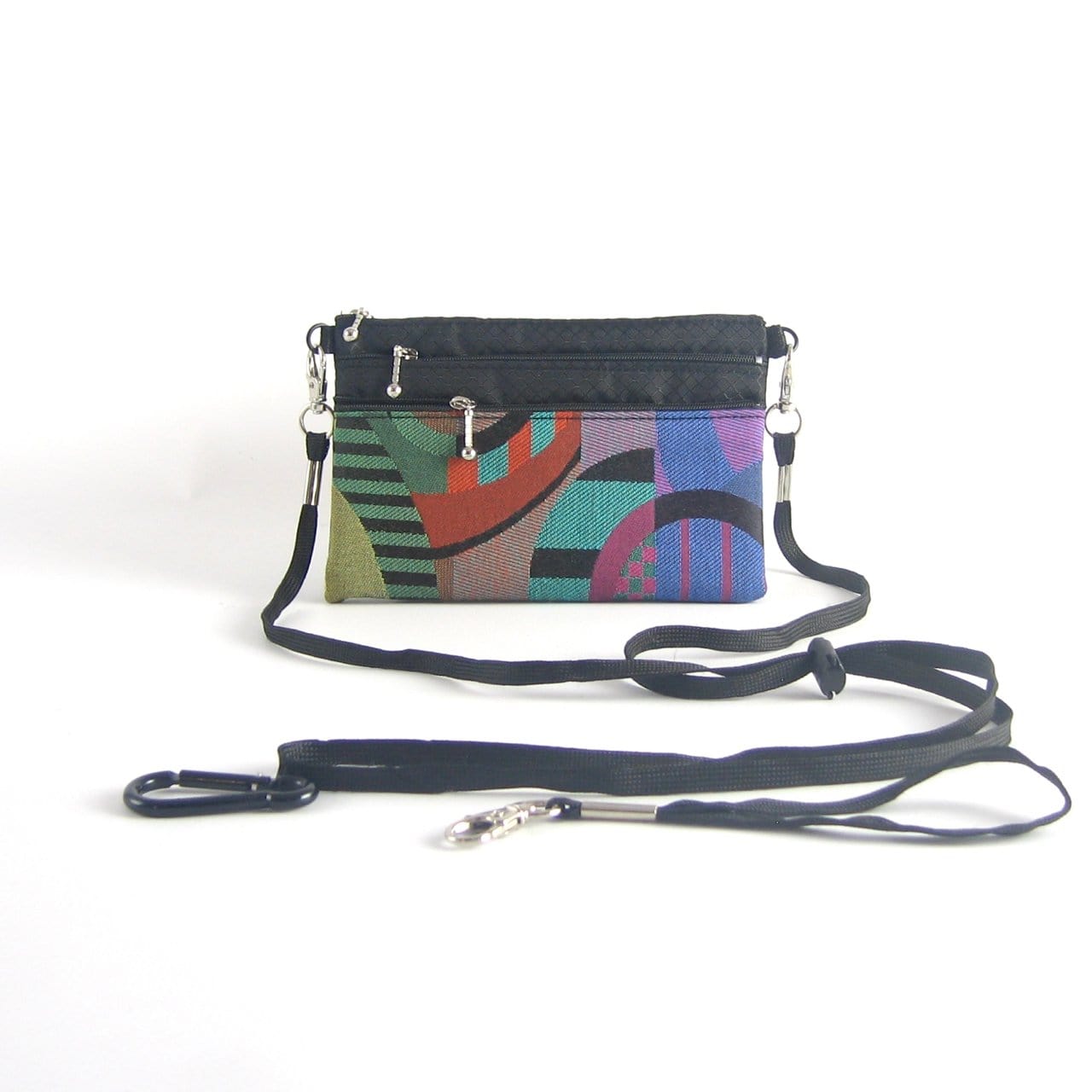 Three zipper Minibag with wristlet and long strap 49RS