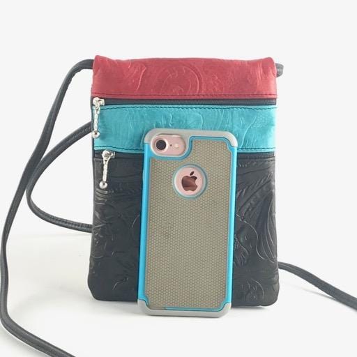 Small Leather Cell Phone Cross-body Bag #66J