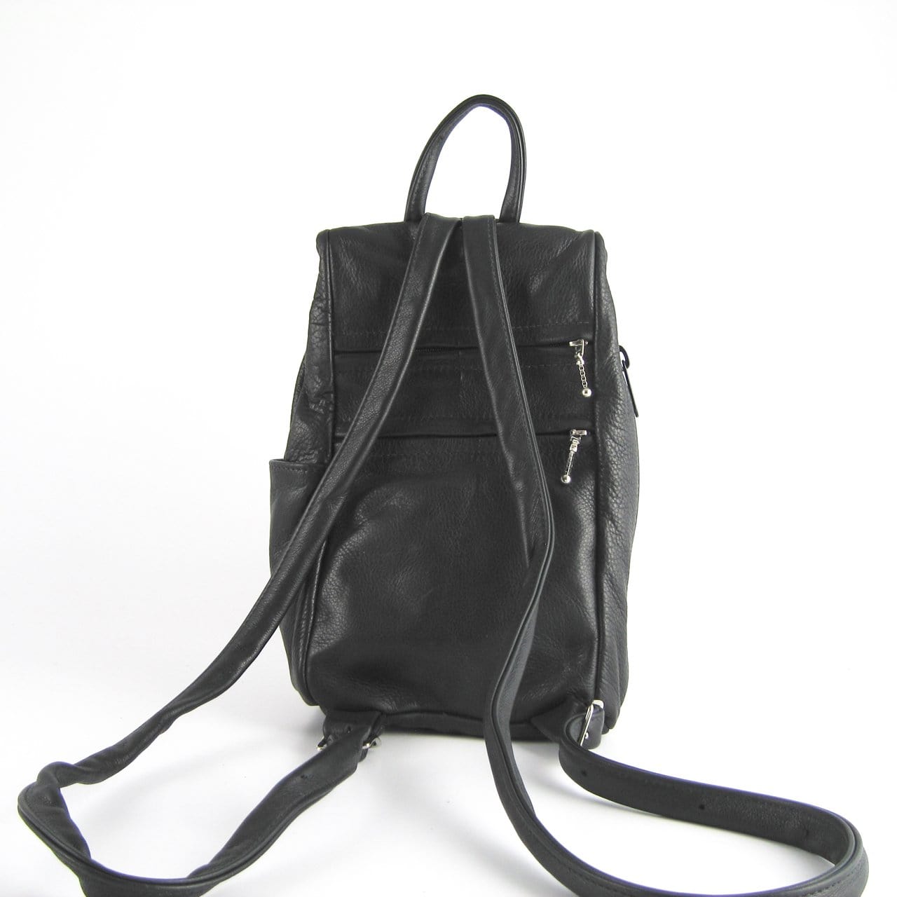 966J Size Small Leather Side Entry Backpack With Accent Pocket
