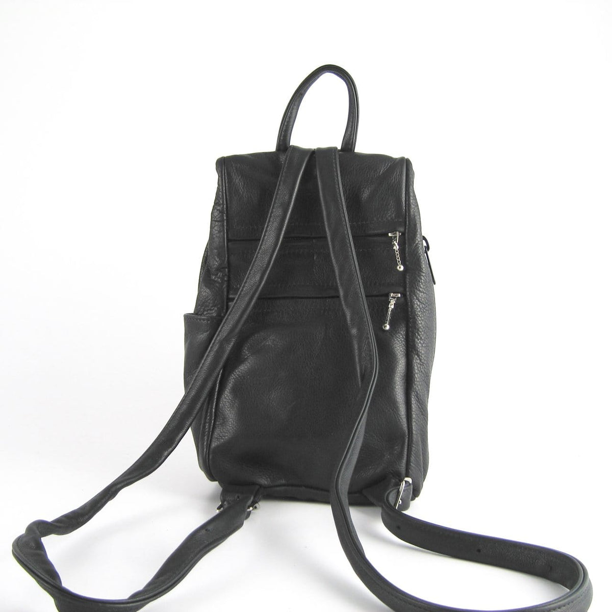 day and mood grey leather backpack 966 Small side entry leather backpack purse
