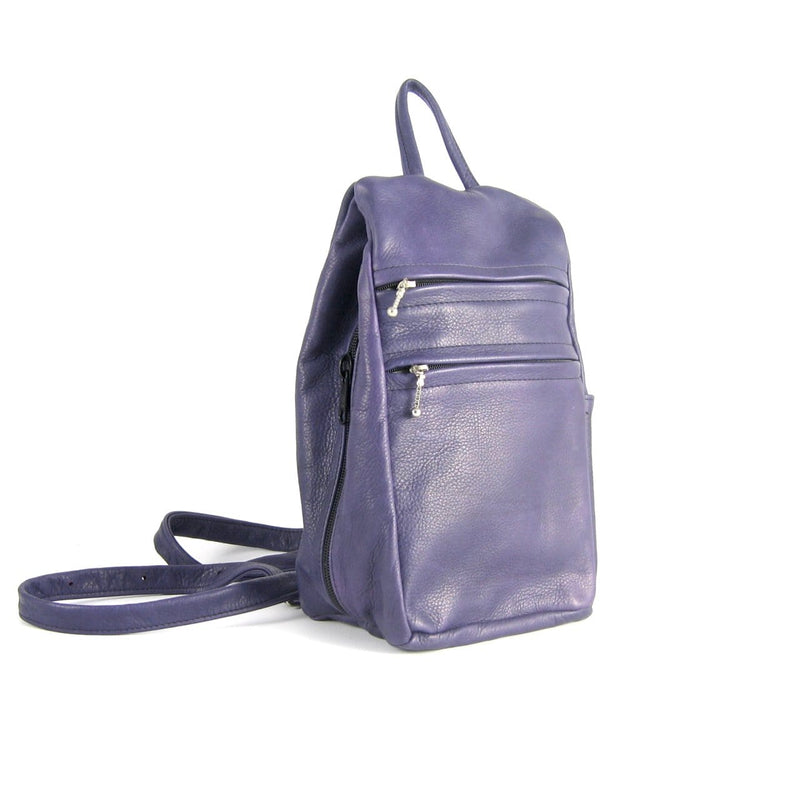 966  Small side entry leather backpack purse - solid colors