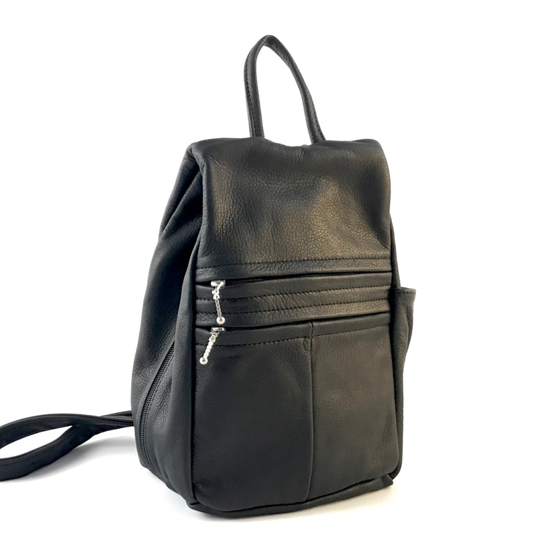 967  Purse size Leather Side Entry Backpack - Solid Colors