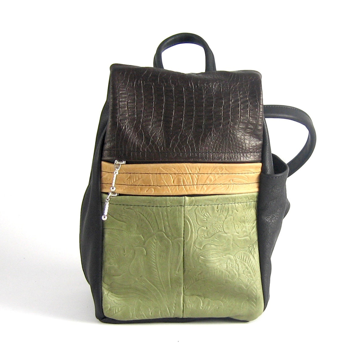967 Purse size Small Leather Side Entry Backpack - Color-blocked Leathers