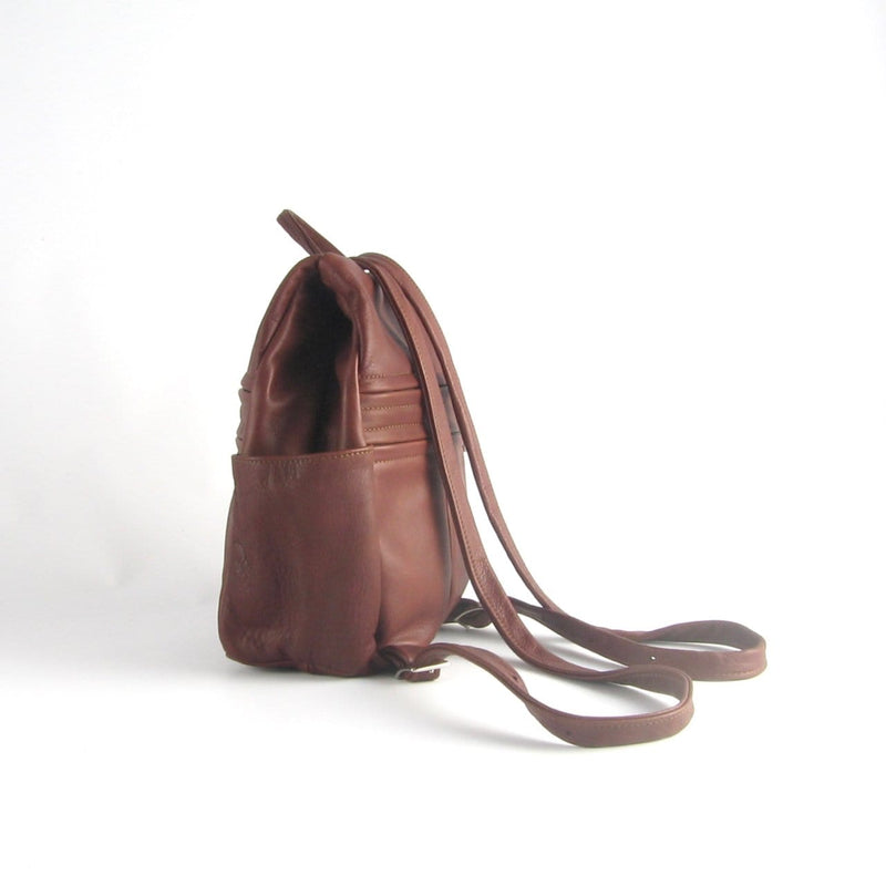 966  Small side entry leather backpack purse - solid colors