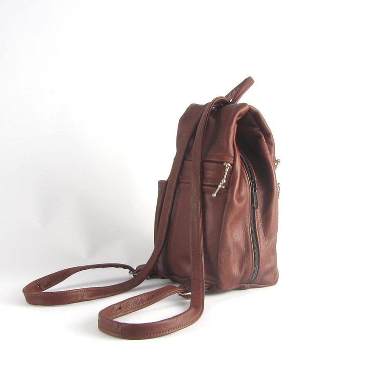 967  Purse size Leather Side Entry Backpack - Solid Colors