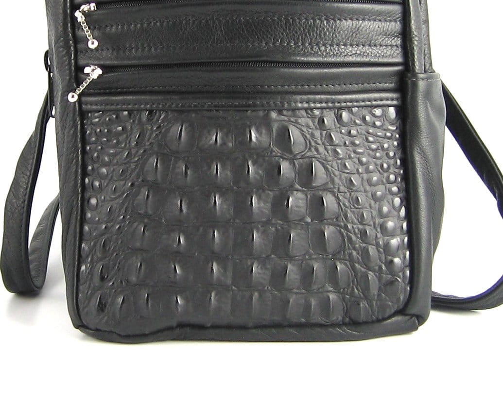 968JW Deluxe Medium Side Entry Leather Backpack with Leather Accent pocket