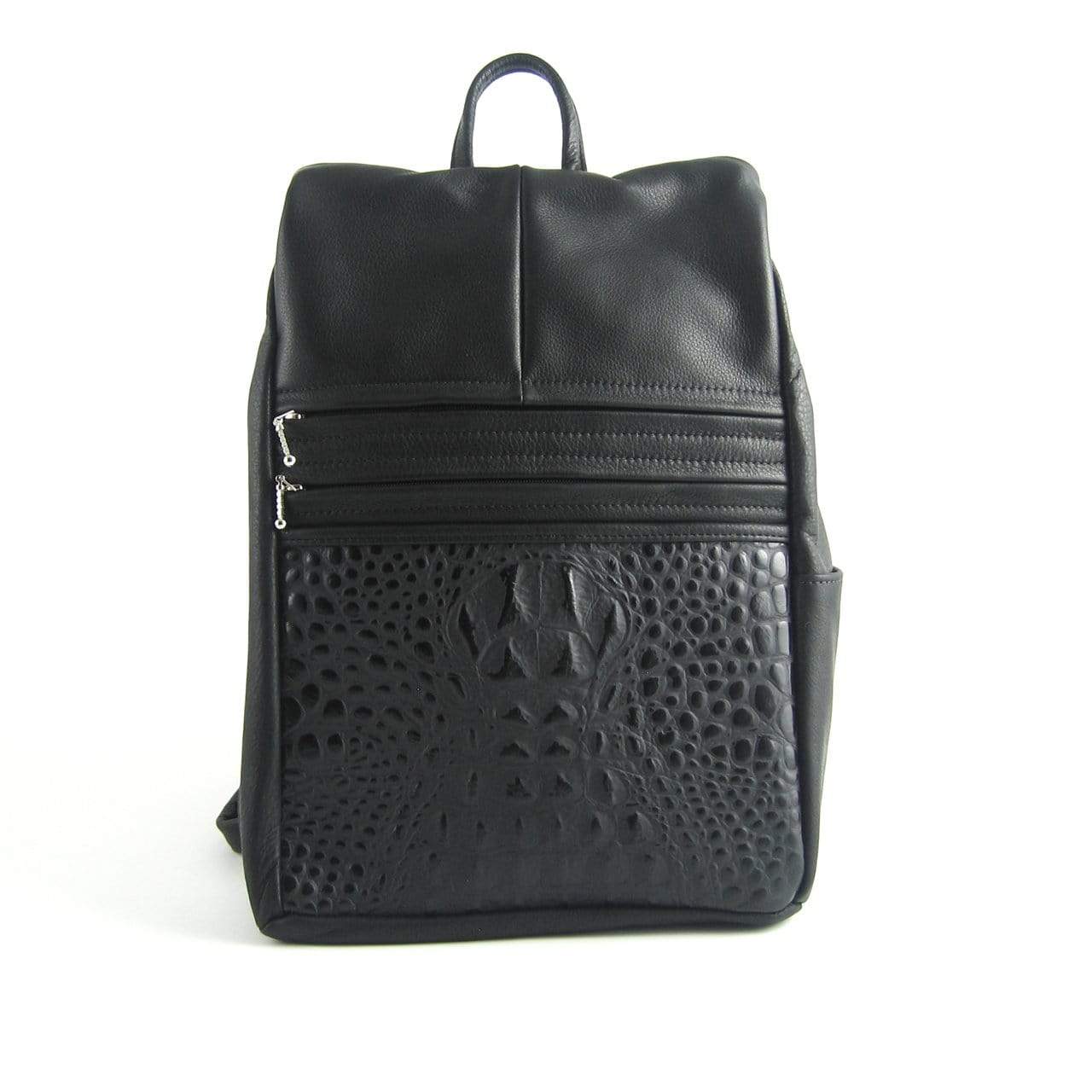 968J  Medium Side Entry Leather Backpack with Leather Accent pocket