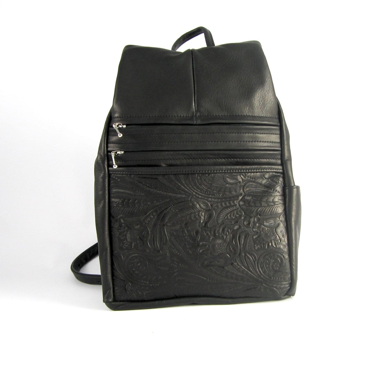 969J Deluxe Legal Size Large Side Entry Leather Backpack with Leather Accent pocket