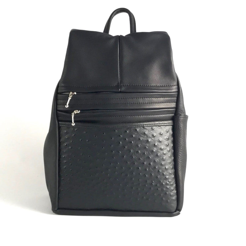 969J Deluxe Legal Size Large Side Entry Leather Backpack with Leather Accent pocket