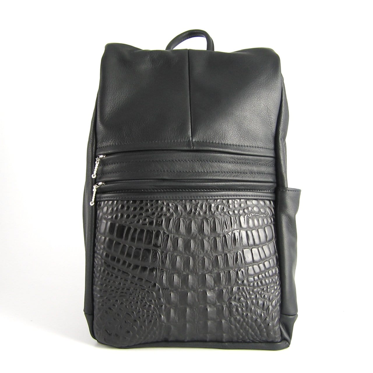 969J Deluxe Legal Size Large Side Entry Leather Backpack with Leather Accent pocket