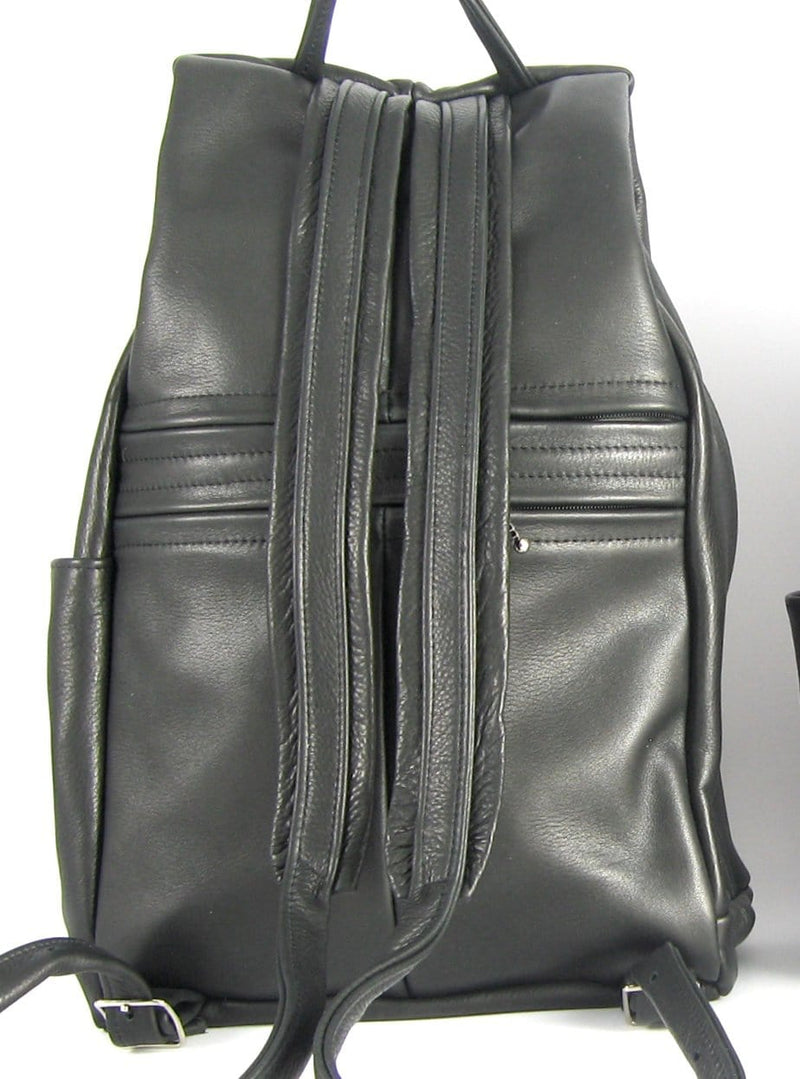968JW Deluxe Medium Side Entry Leather Backpack with Leather Accent pocket