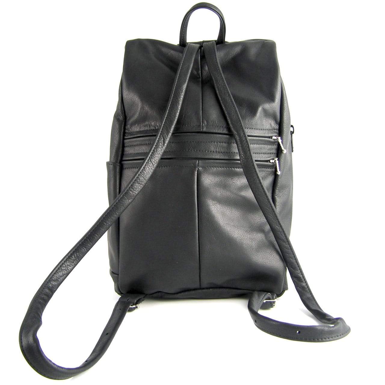 968J  Medium Side Entry Leather Backpack with Leather Accent pocket