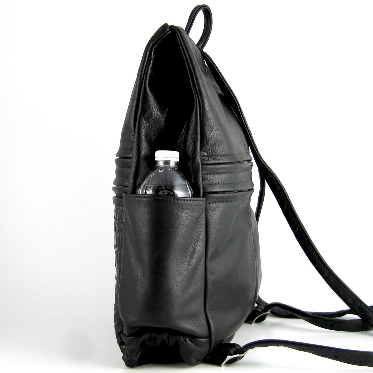 969J Deluxe Legal Size Large Side Entry Leather Backpack with Leather Accent pocket
