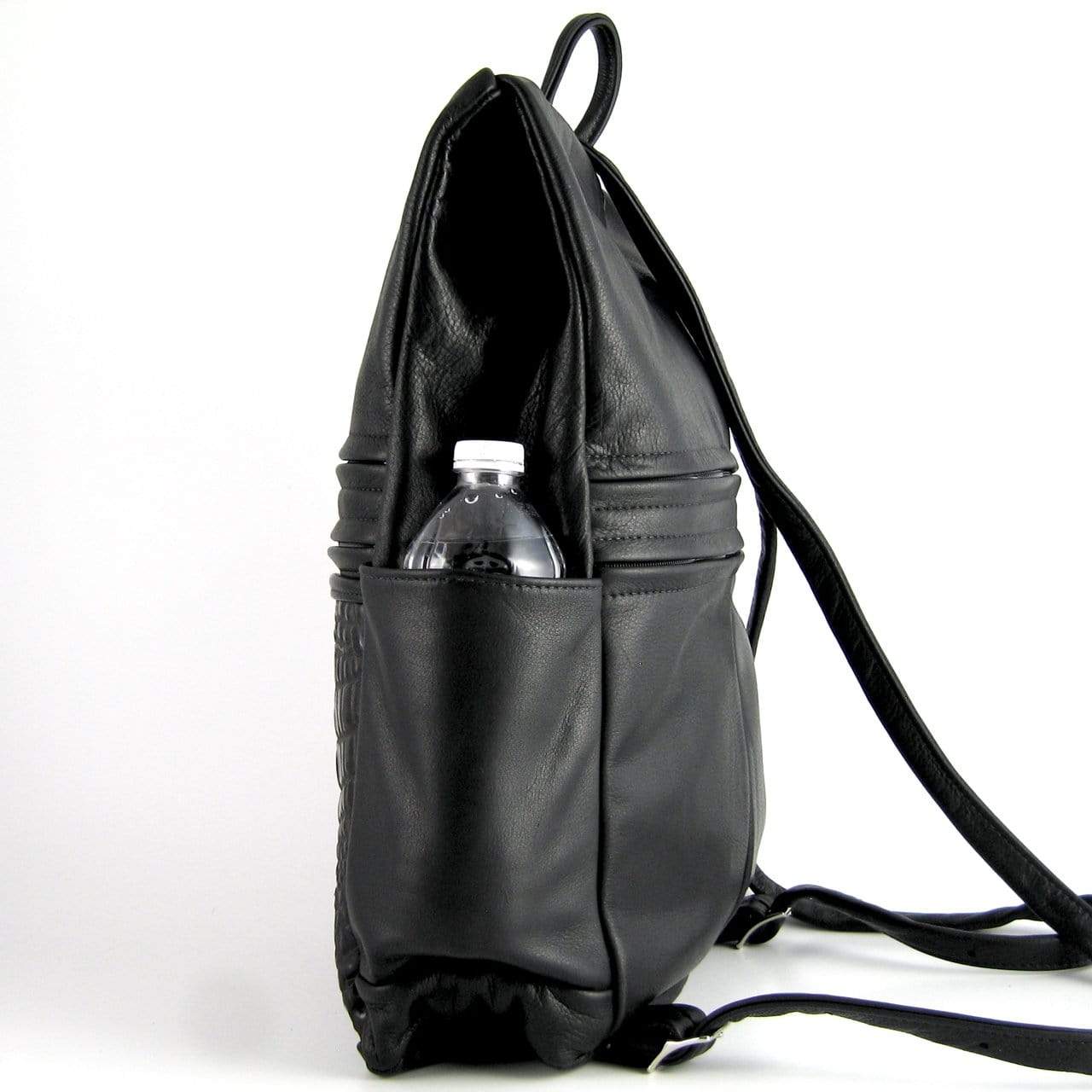 968J  Medium Side Entry Leather Backpack with Leather Accent pocket