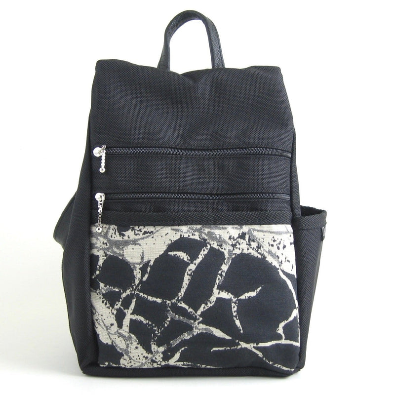 B967 BL Vintage Fabrics - Sm Side Entry Backpack - Black Nylon