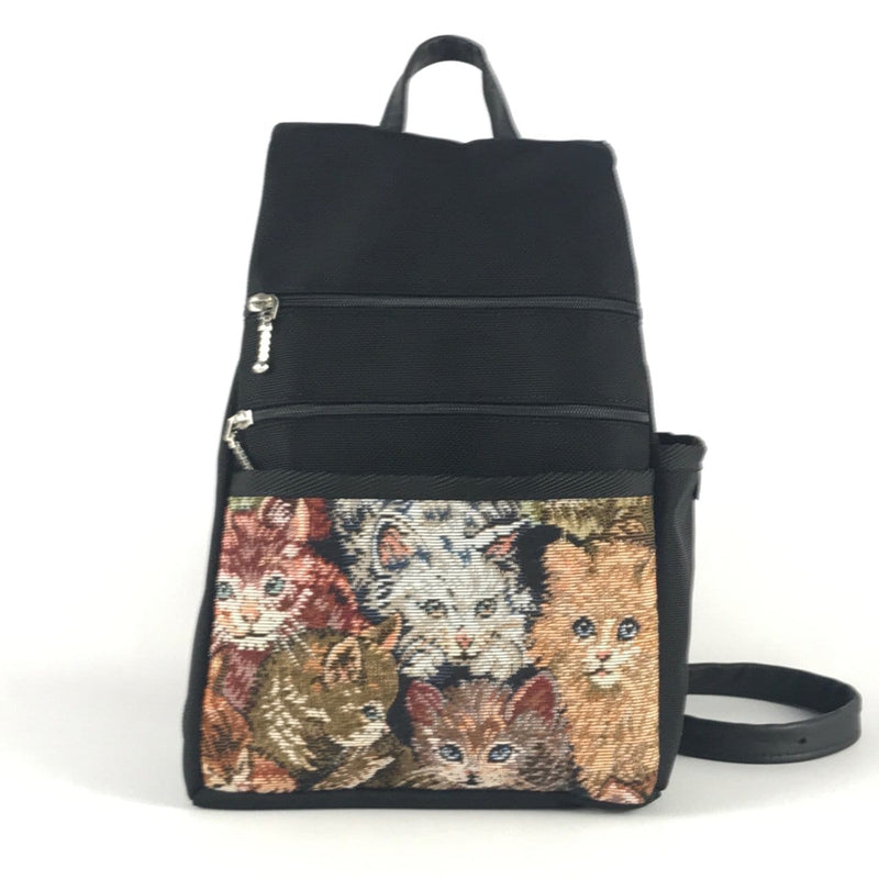 B967 BL Vintage Fabrics - Sm Side Entry Backpack - Black Nylon