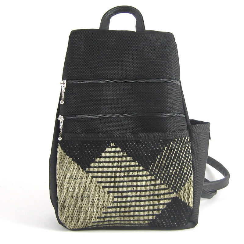 B967 BL Vintage Fabrics - Sm Side Entry Backpack - Black Nylon