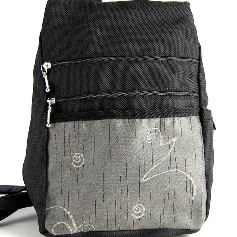 Convertible B968 BL Med Side Entry Backpack- Black Nylon with Fabric Accent CB968