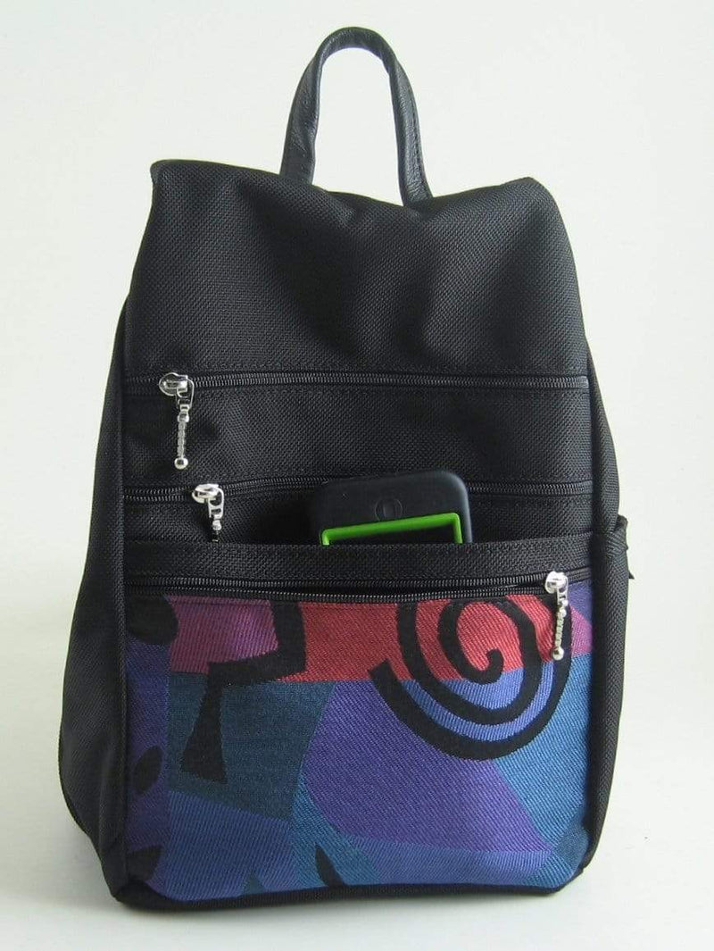 B968W Medium Side Entry Backpack with Fabric Accent Pocket, Extra Zip Pocket