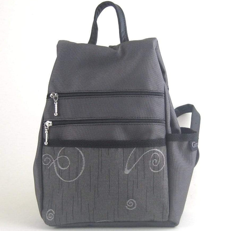 B967-GR Small Side Entry Backpack - Gray Nylon with Fabric Accent Pocket