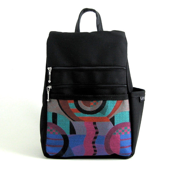 B967 BL Sm Side Entry Backpack- Black Nylon with Fabric Accent