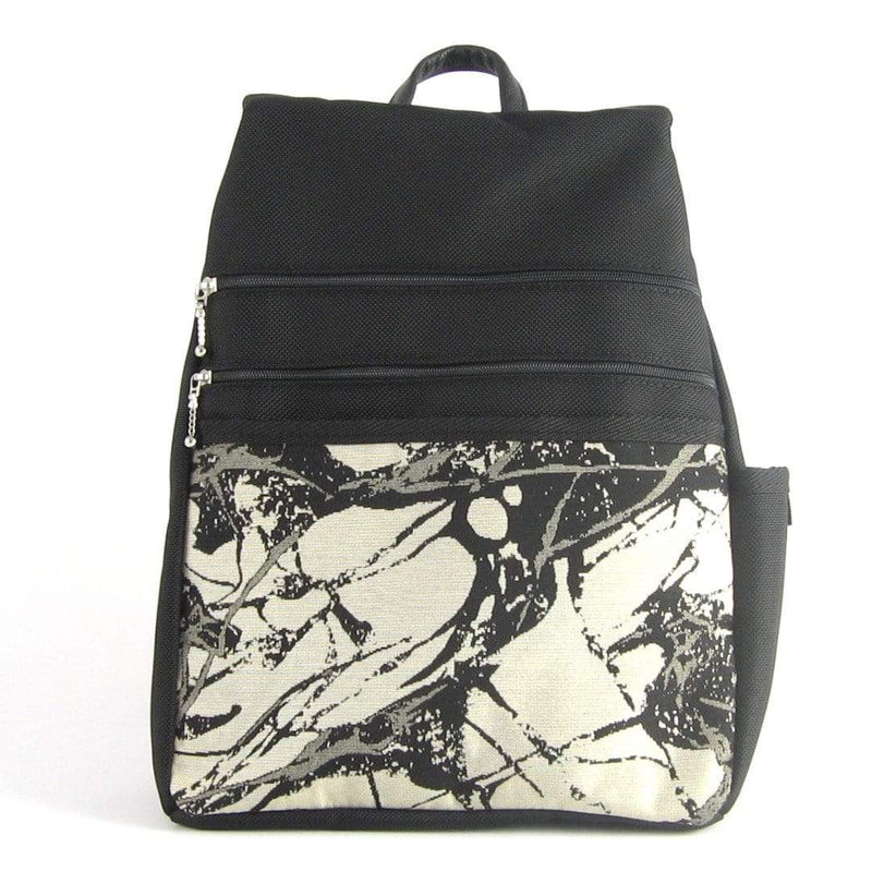 Vintage Fabric Medium Side Entry Backpack in Black Nylon - B968-BL