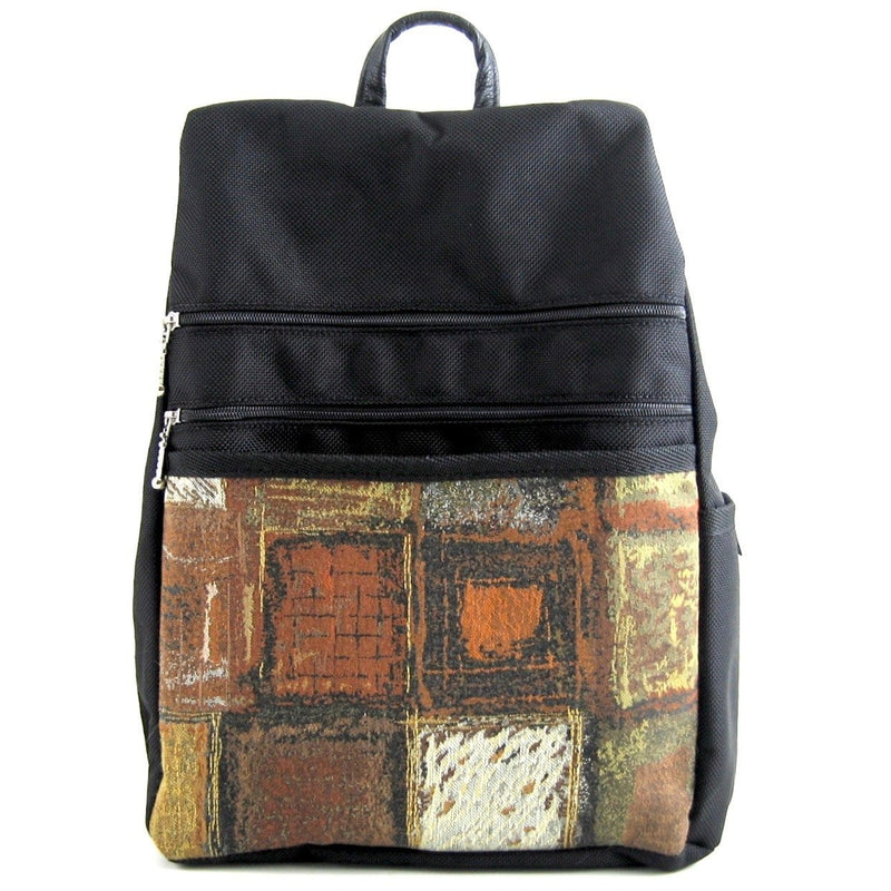 Vintage Fabric Medium Side Entry Backpack in Black Nylon - B968-BL