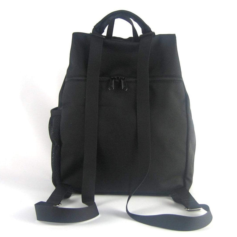 convertible backpack purse bc967 black nylon with fabric accent pocket vegan