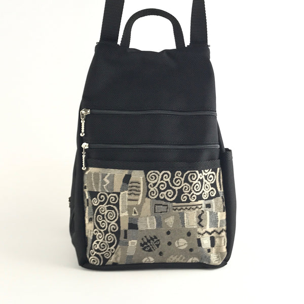 convertible backpack purse bc967 g9 Klimt fabric pocket