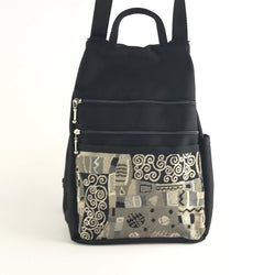convertible backpack purse bc967 g9 Klimt fabric pocket