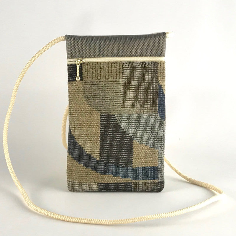 Khaki- Cross-Body Large Cell Phone Bag T12S in Light Color Fabrics