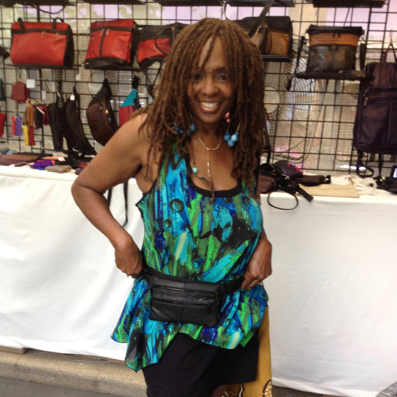 Medium Leather Flat Fanny Pack With Contrast Accent Leathers - #305J