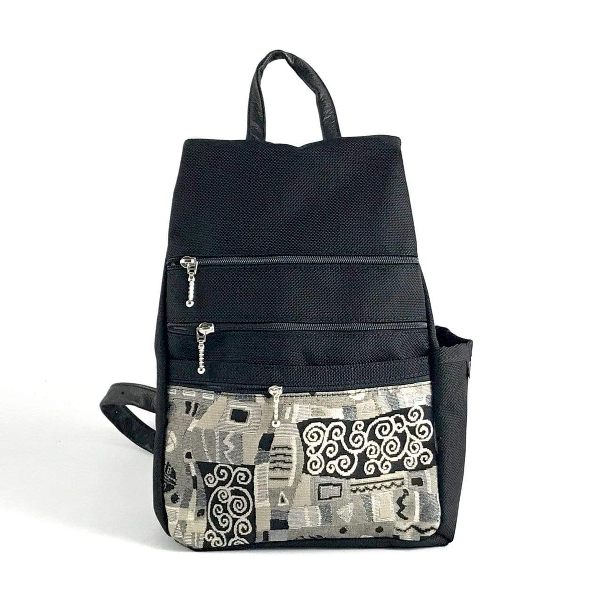 B968W Medium Side Entry Backpack with Fabric Accent Pocket