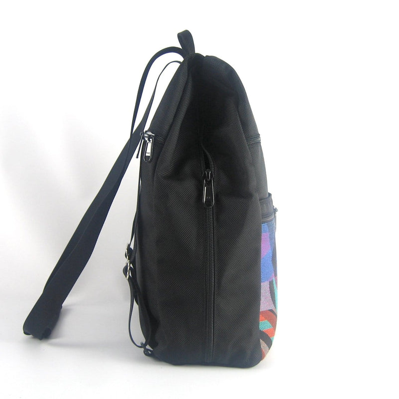 Convertible B967 BL Sm Side Entry Backpack- CB967 - Black Nylon with Fabric Accent