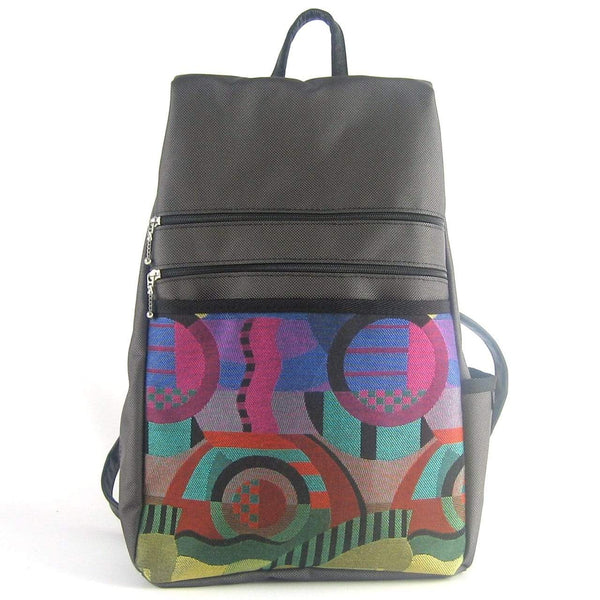 B969-GR Large Side Entry Backpack in Gray Nylon with Fabric Accent Pocket