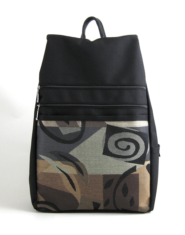 B969 Vintage Fabric Large Side Entry Backpack in Black Nylon