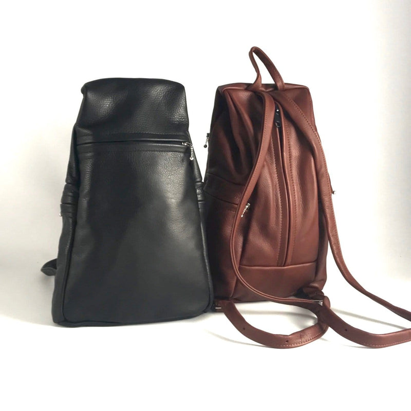 Large Back Entry Leather Backpack LBPT2 in solid colors