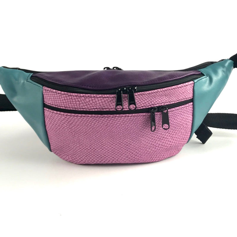 Light Colors  - Large Leather Fanny pack with Accent - LFPJ