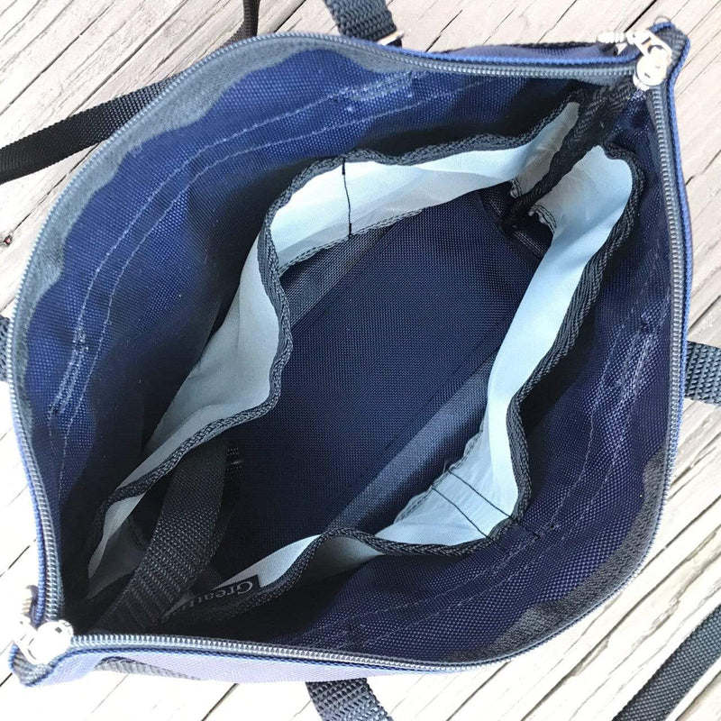 L: Large Tote in Navy with Fabric Pockets