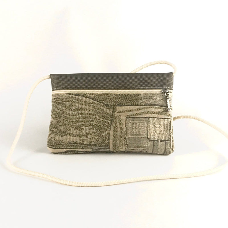 Khaki E-W Cross-body Cell Phone Bag T56S with light color fabrics