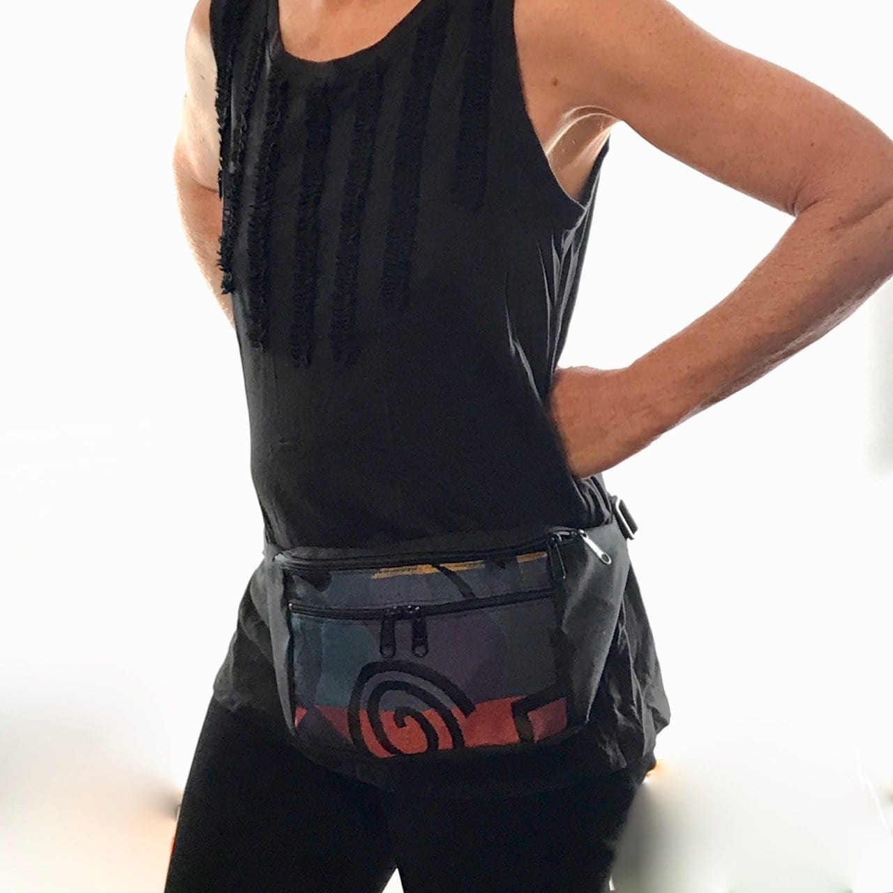 Large Fanny pack in Fabric with Tapestry Accent Pocket- TLFP